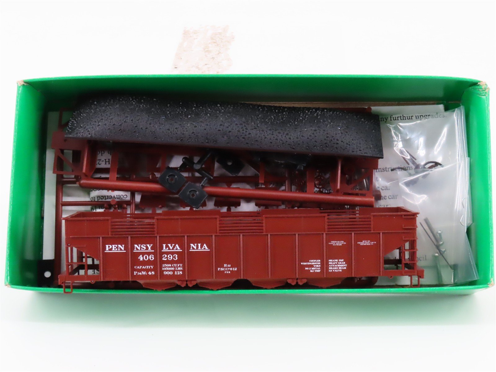 HO Scale Bowser Kit 56835 PRR Pennsylvania Railroad 4-Bay Hopper #406293