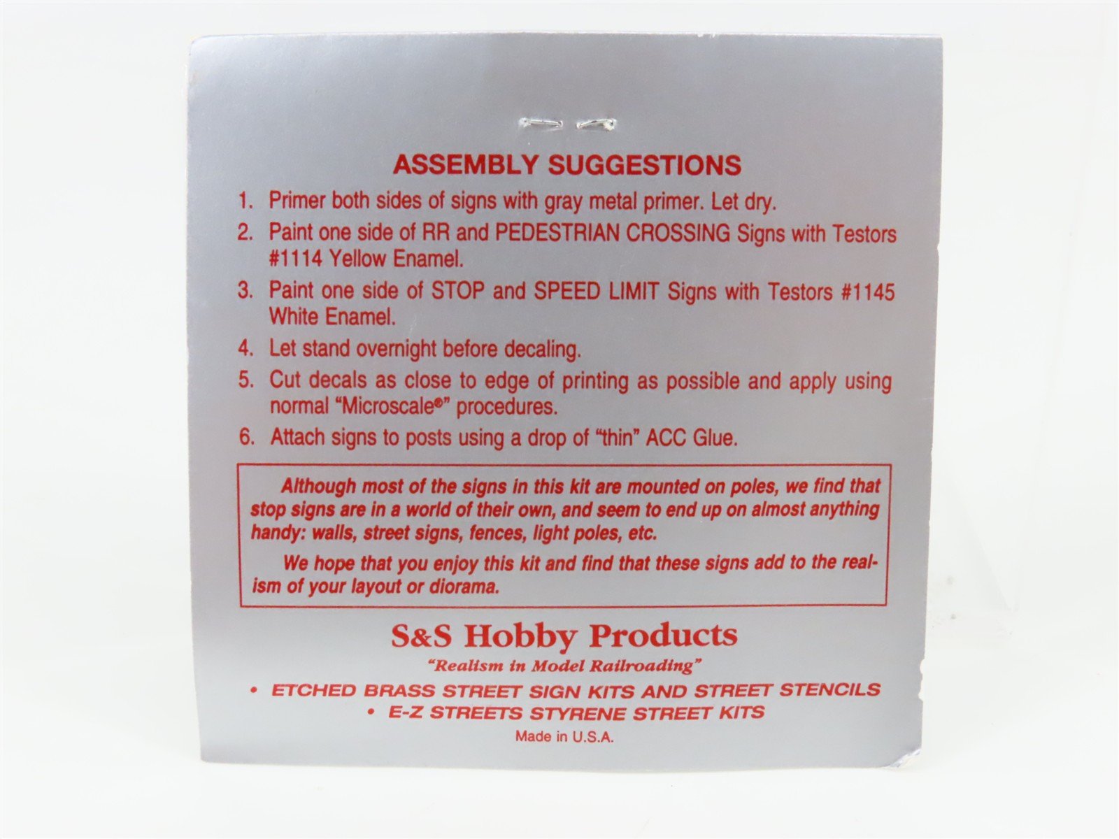 HO 1/87 Scale S&S Hobby Products Kit #300 Brass Street Sign Set of 12 - Sealed