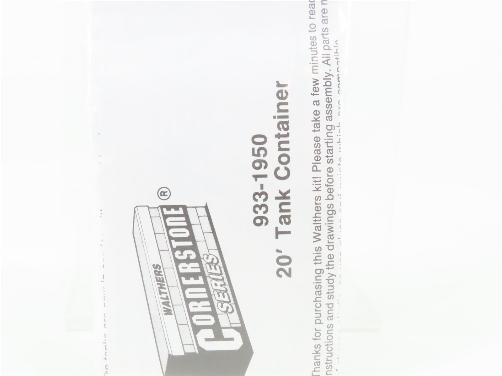 HO 1/87 Scale Walthers Cornerstone Kit 933-1954 TRLU TransAm 20' Tank Container