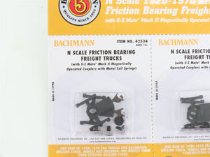 N Bachmann 42534 Friction Bearing Freight Trucks w/ Knuckle Couplers - 12 Pairs