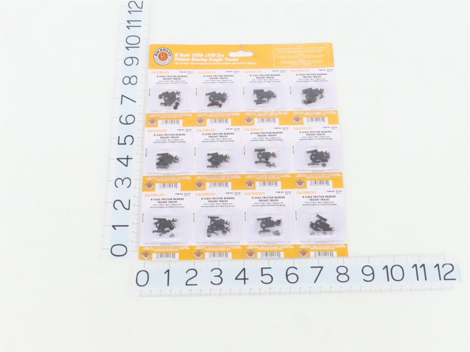 N Bachmann 42534 Friction Bearing Freight Trucks w/ Knuckle Couplers - 12 Pairs