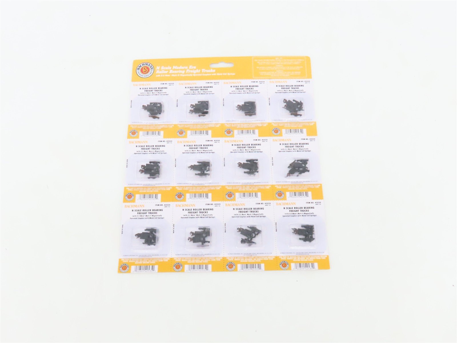 N Bachmann 42535 Roller Bearing Freight Trucks w/ Knuckle Couplers - 12 Pairs