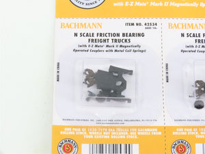 N Bachmann 42534 Friction Bearing Freight Trucks w/ Knuckle Couplers - 16 Pairs