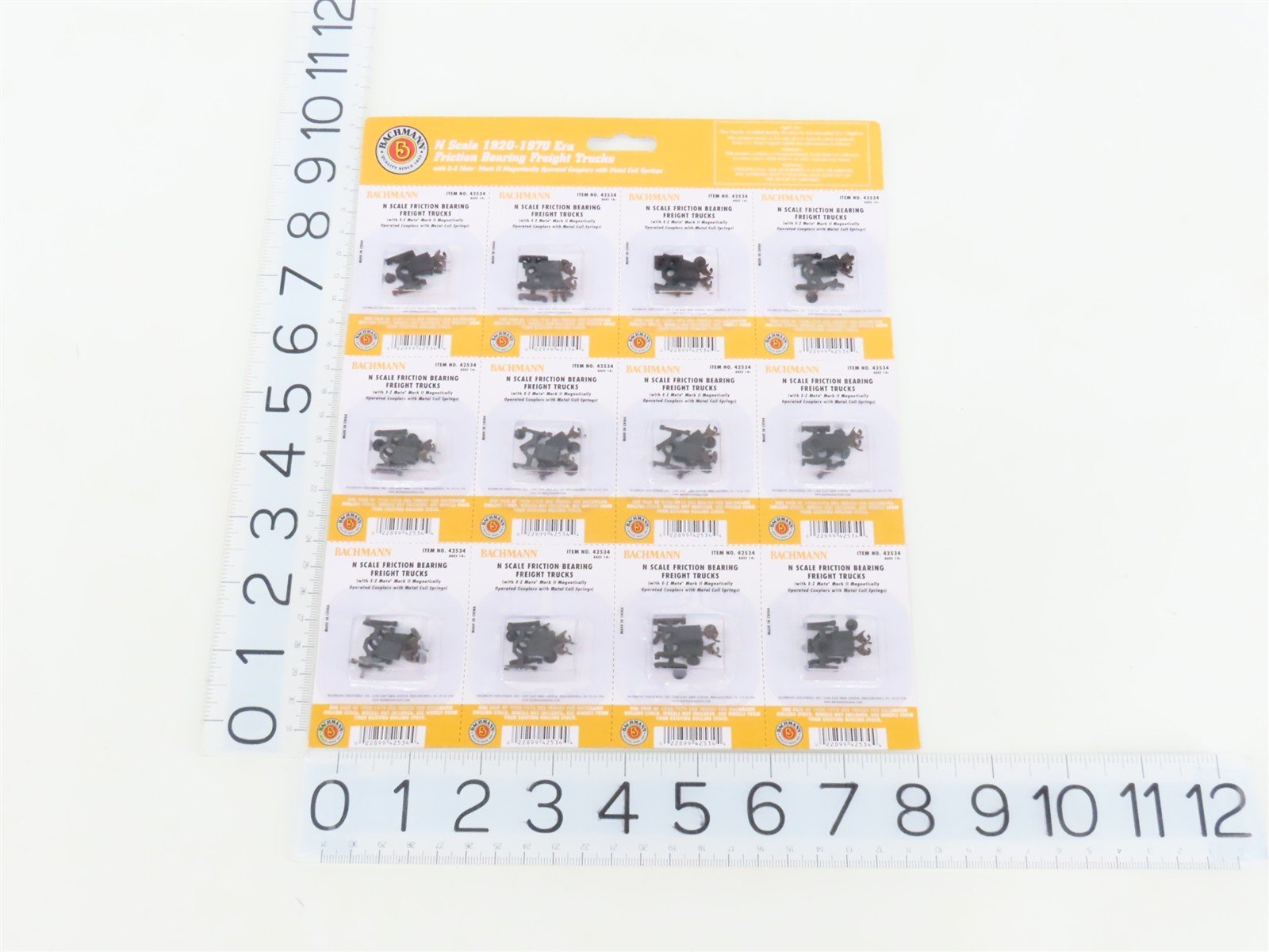 N Bachmann 42534 Friction Bearing Freight Trucks w/ Knuckle Couplers - 12 Pairs