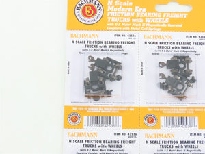 N Bachmann 42536 Friction Bearing Trucks w/ Couplers & Metal Wheels - 6 Pairs
