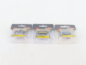 LOT of 3 N 1/160 Scale Woodland Scenics AutoScenes: Coupe, Fix-a-Flat, & Bikers
