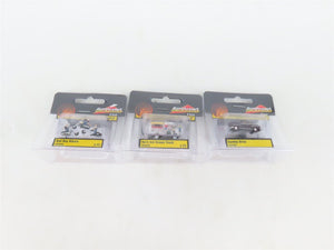 LOT of 3 N Scale Woodland Scenics AutoScenes: Bikers, Ice Cream, & Sunday Drive