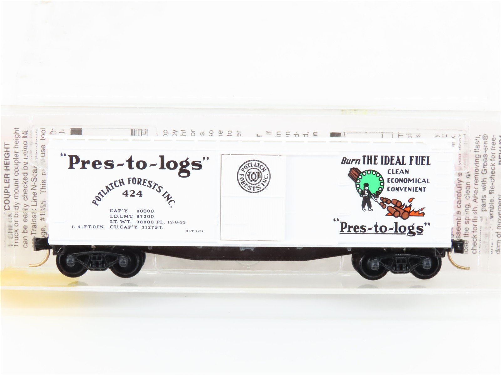 N Scale Micro-Trains MTL 42060 Potlatch Lumber Co. 40' Wood Boxcar #424