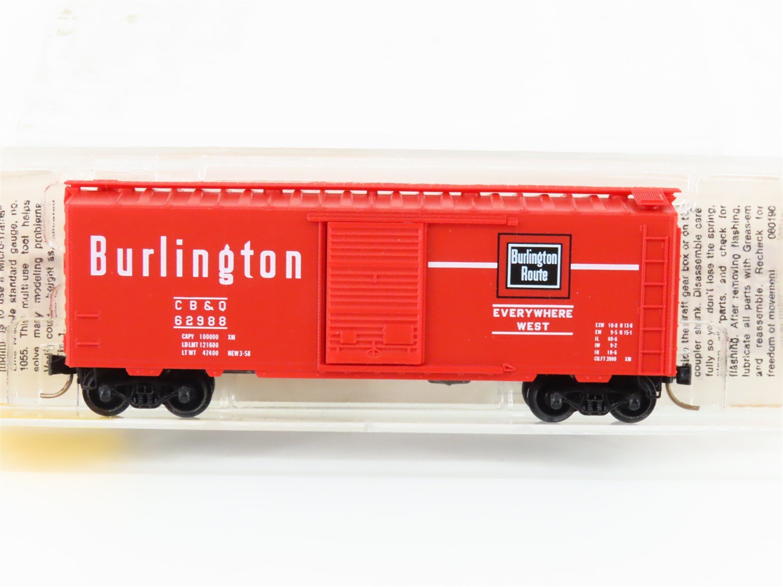 N Scale Micro-Trains MTL 20170 CBQ Burlington Route 40' Boxcar #62988