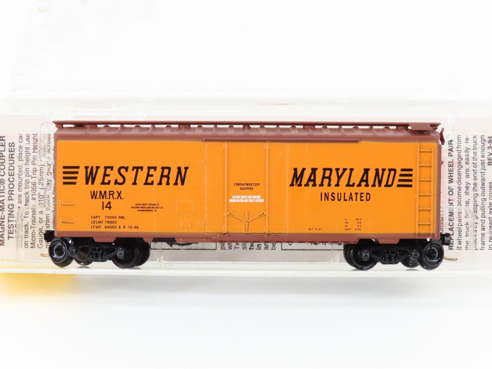 N Scale Micro-Trains/Kadee 21240 WMRX Western Maryland 40' Boxcar #14