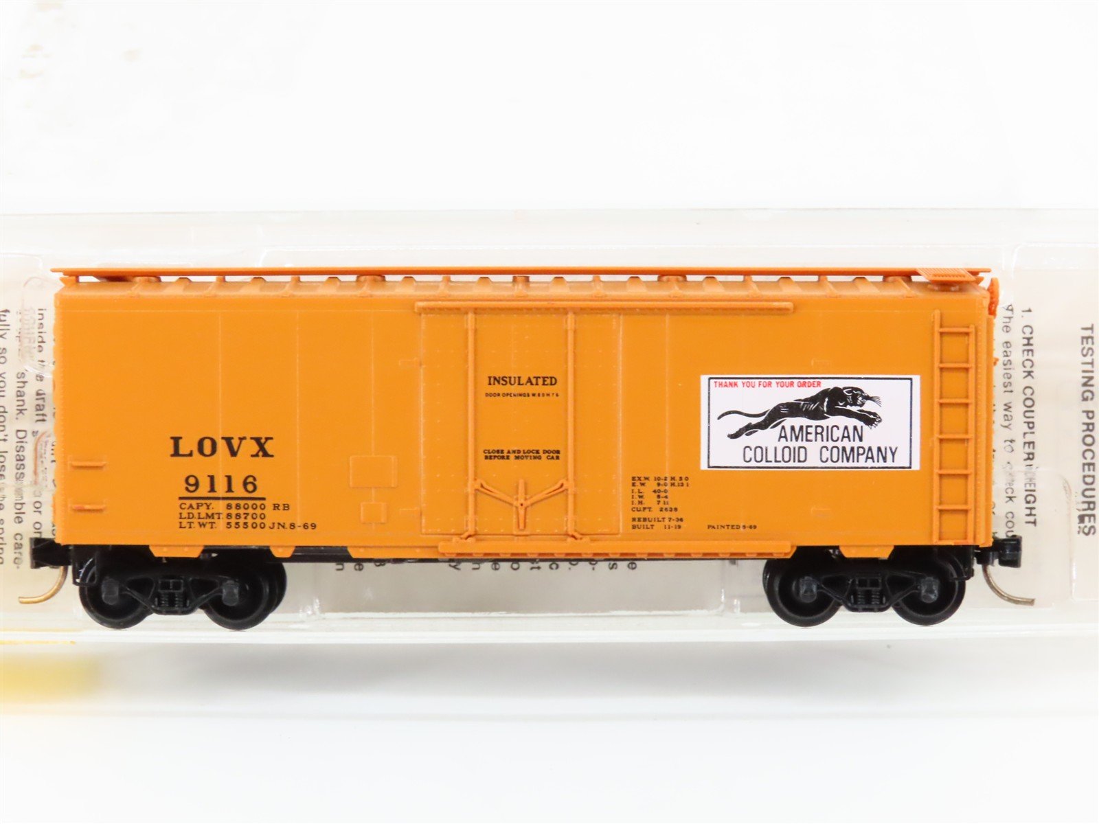 N Scale Micro-Trains/Kadee 21190 LOVX American Colloid Co. 40' Boxcar #9116