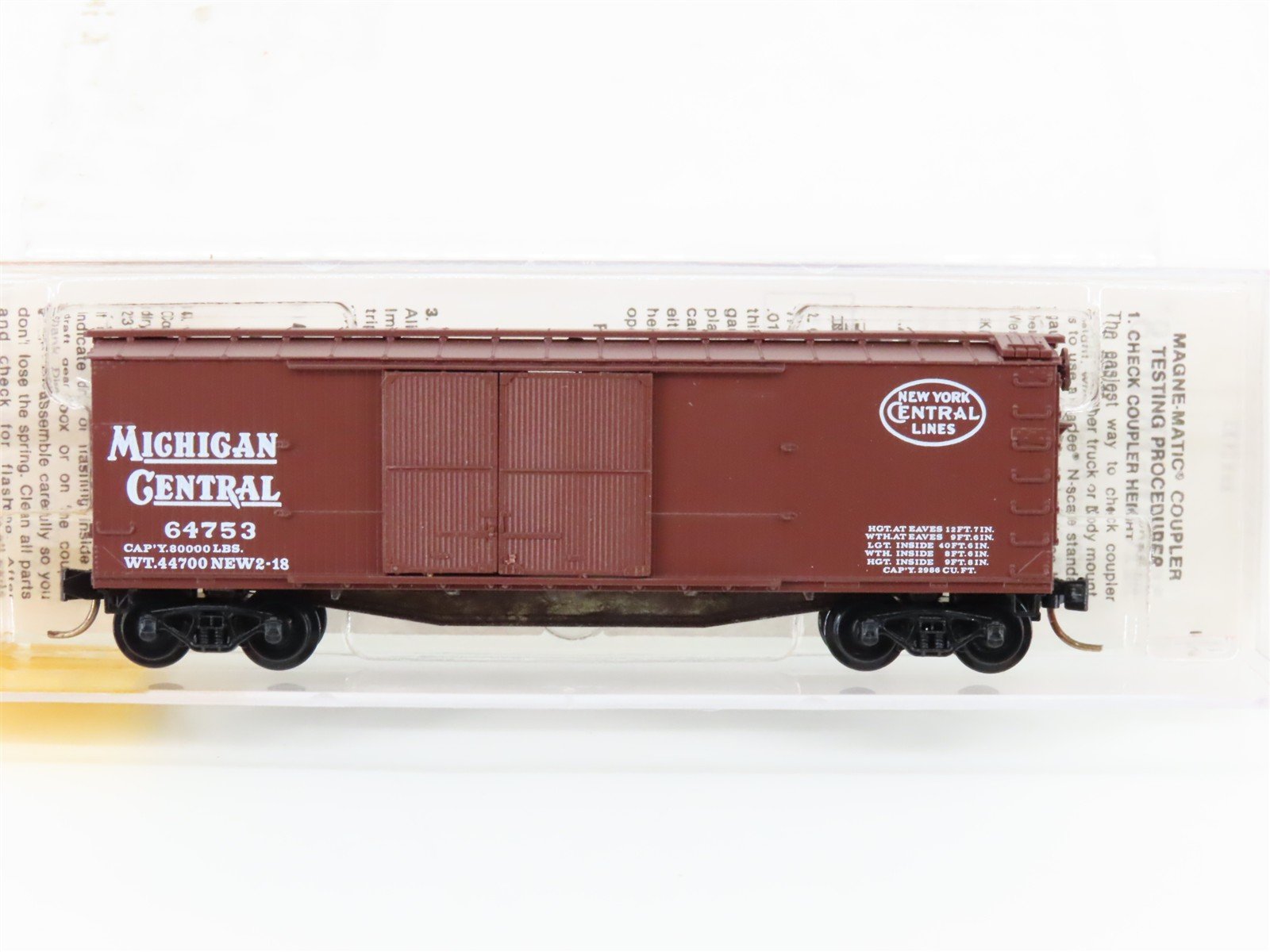 N Scale Micro-Trains MTL 43060 MC Michigan Central 40' Boxcar #64753