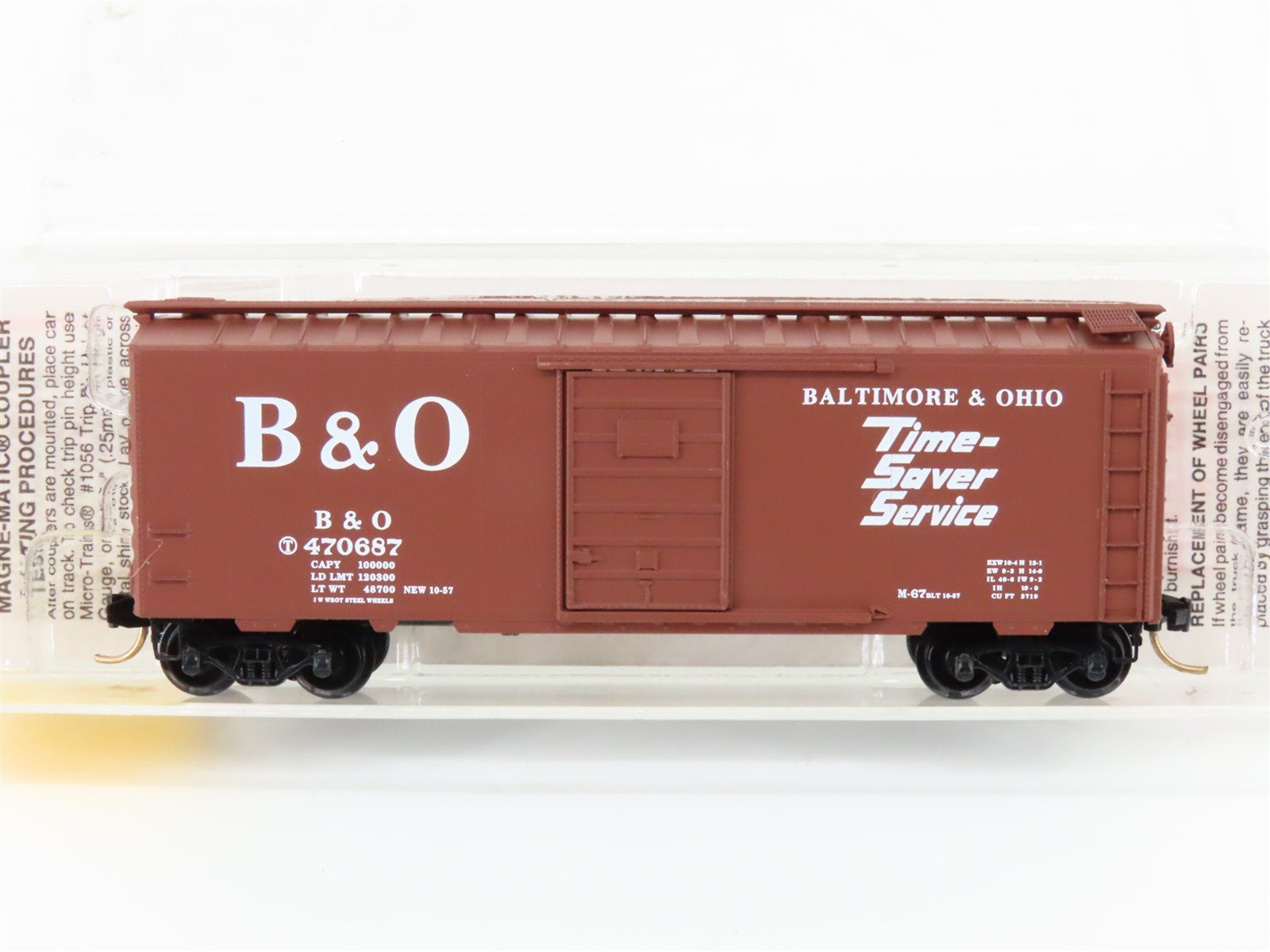 N Scale Micro-Trains MTL 20346 B&O Baltimore & Ohio 40' Boxcar #470687