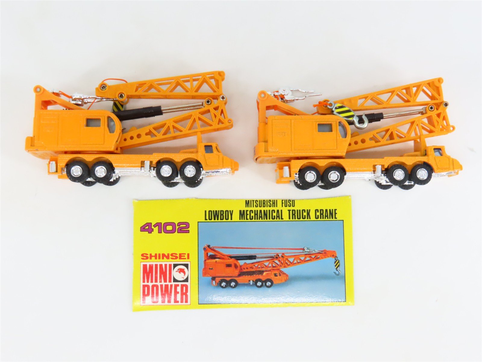1:110 Shinsei Mini Power 4102 Mitsubishi Fuso Lowboy Mechanical Truck Cranes