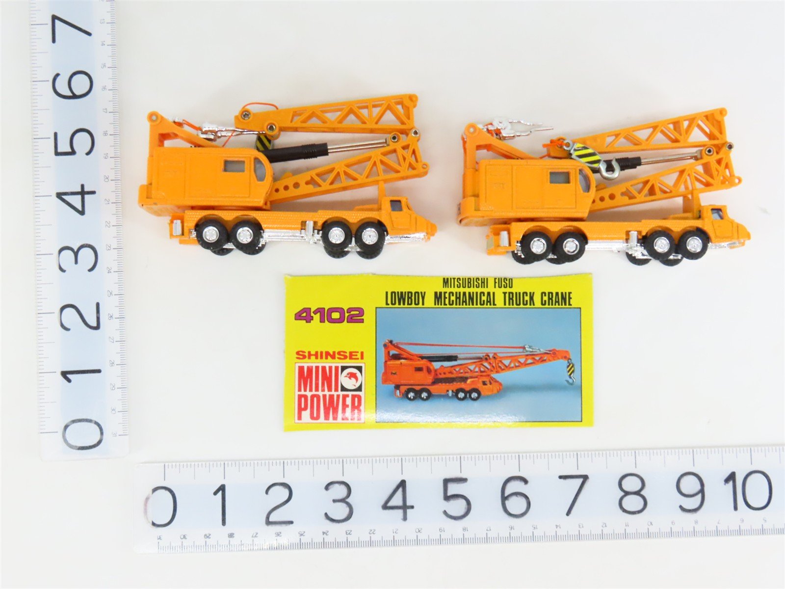 1:110 Shinsei Mini Power 4102 Mitsubishi Fuso Lowboy Mechanical Truck Cranes