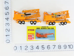 1:110 Shinsei Mini Power 4102 Mitsubishi Fuso Lowboy Mechanical Truck Cranes