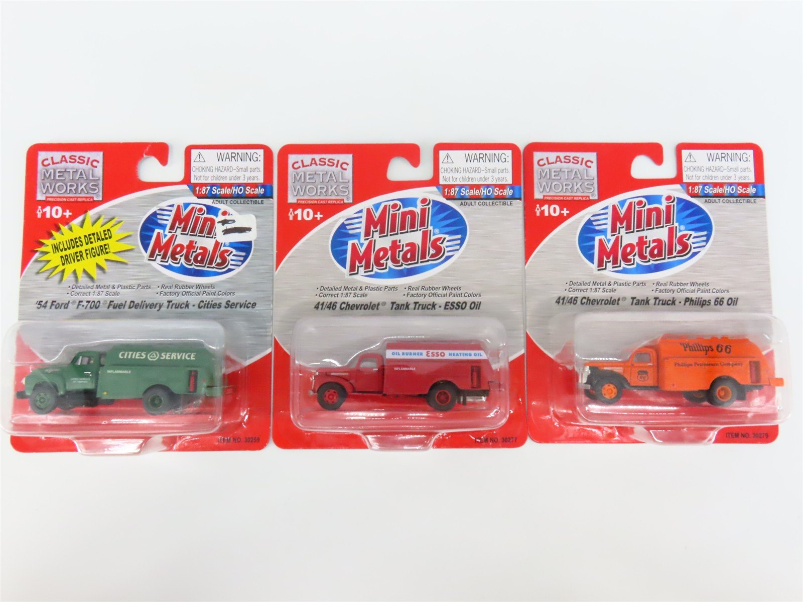 LOT of 3 HO 1/87 Scale CMW Mini Metals 1940s/50s Chevy & Ford Tank Trucks