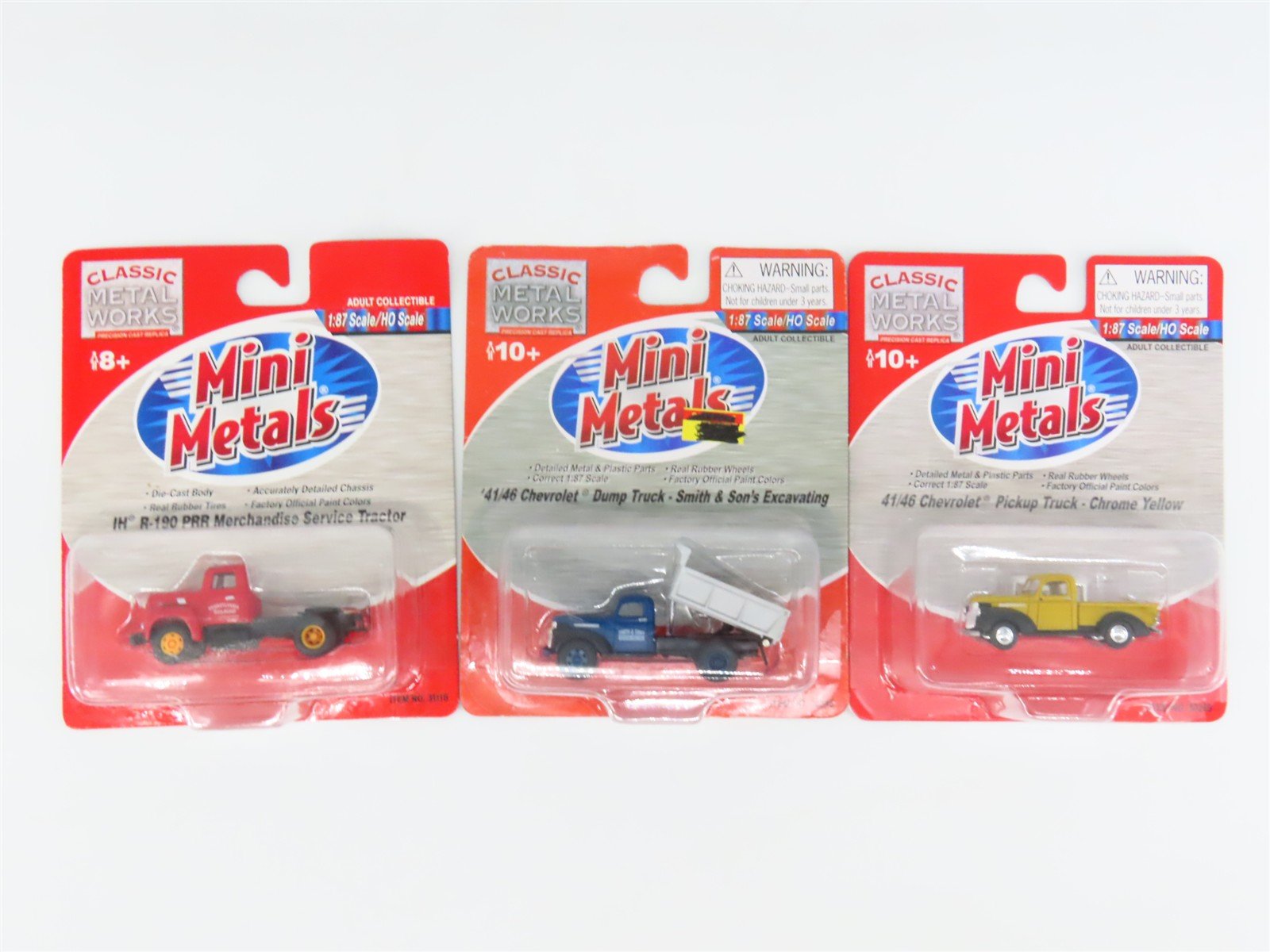 LOT of 3 HO Scale CMW Mini Metals 1940s/50s Dump Truck, Pickup, & PRR IH R-190