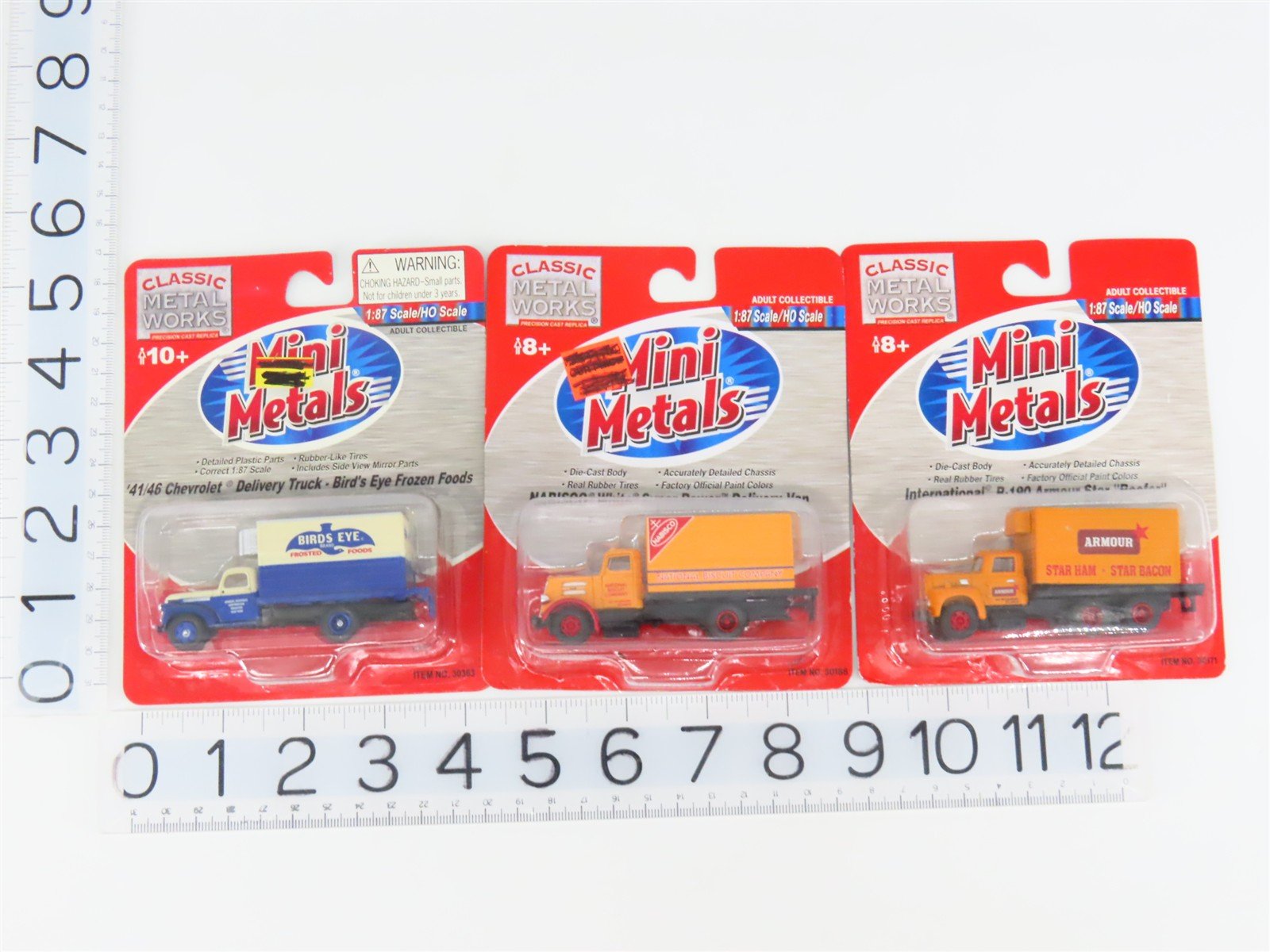 LOT of 3 HO Scale CMW Mini Metals Armour, Bird's Eye, & Nabisco Delivery Trucks