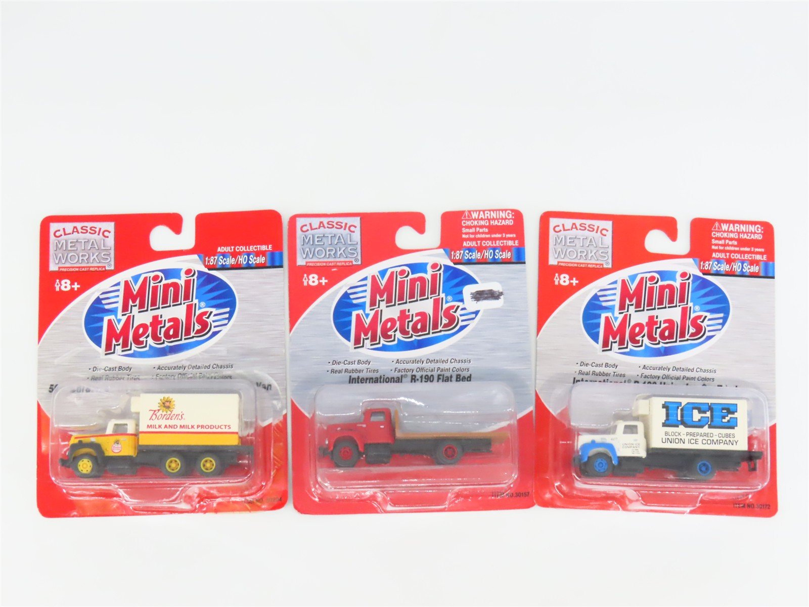 LOT of 3 HO Scale CMW Mini Metals IH R-190 Flatbed & Refrigerator Trucks
