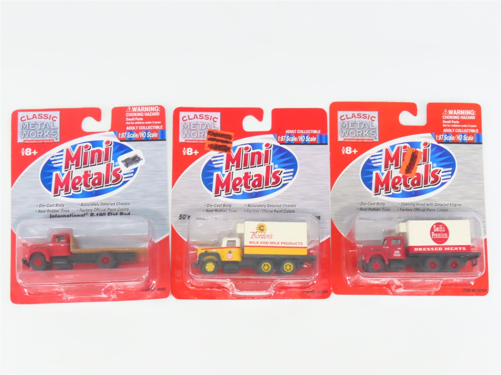 LOT of 3 HO Scale CMW Mini Metals IH R-190 Flatbed & Refrigerator Trucks