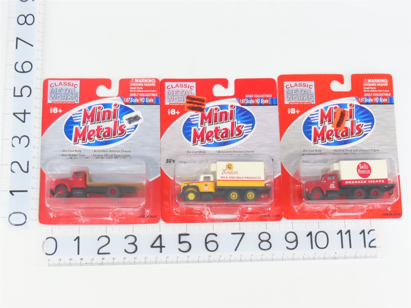 LOT of 3 HO Scale CMW Mini Metals IH R-190 Flatbed & Refrigerator Trucks