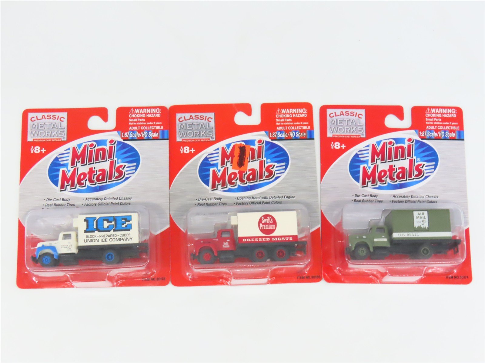 LOT of 3 HO CMW Mini Metals Swift's, US Mail, & Union Ice IH R-190 Box Trucks