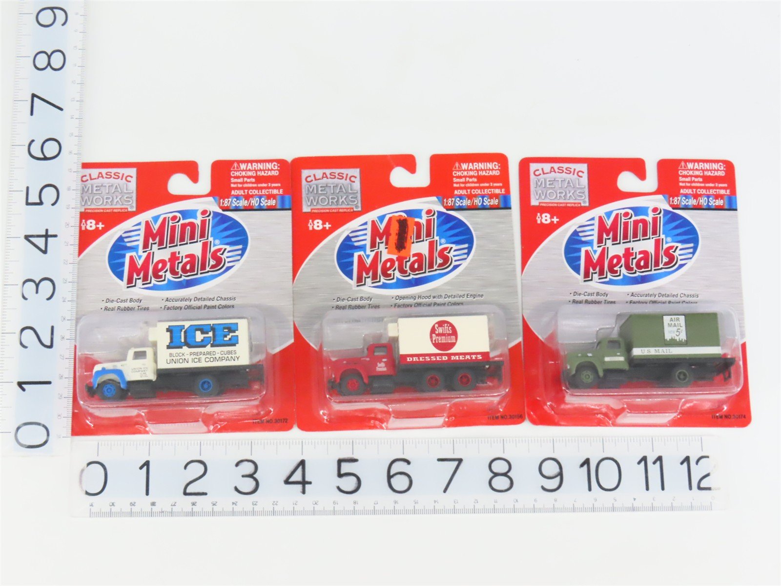 LOT of 3 HO CMW Mini Metals Swift's, US Mail, & Union Ice IH R-190 Box Trucks