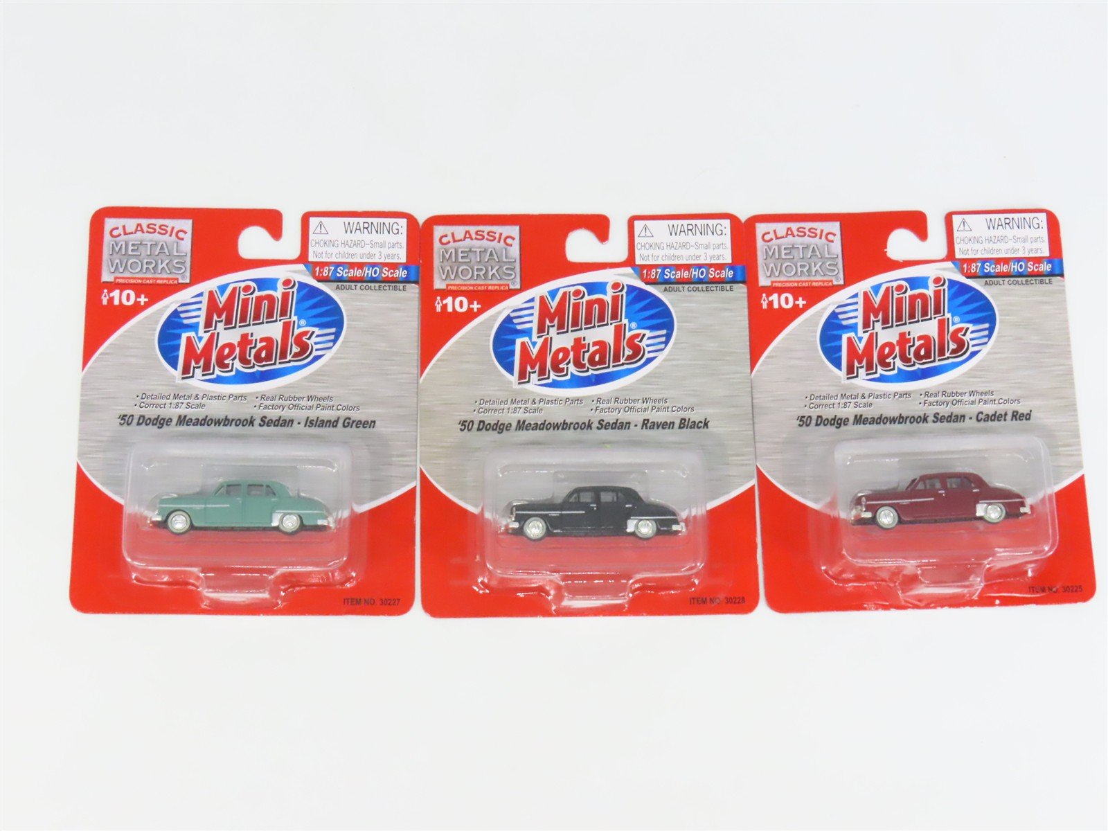 LOT of 3 HO 1/87 Scale CMW Mini Metals 1950 Dodge Meadowbrook Sedans