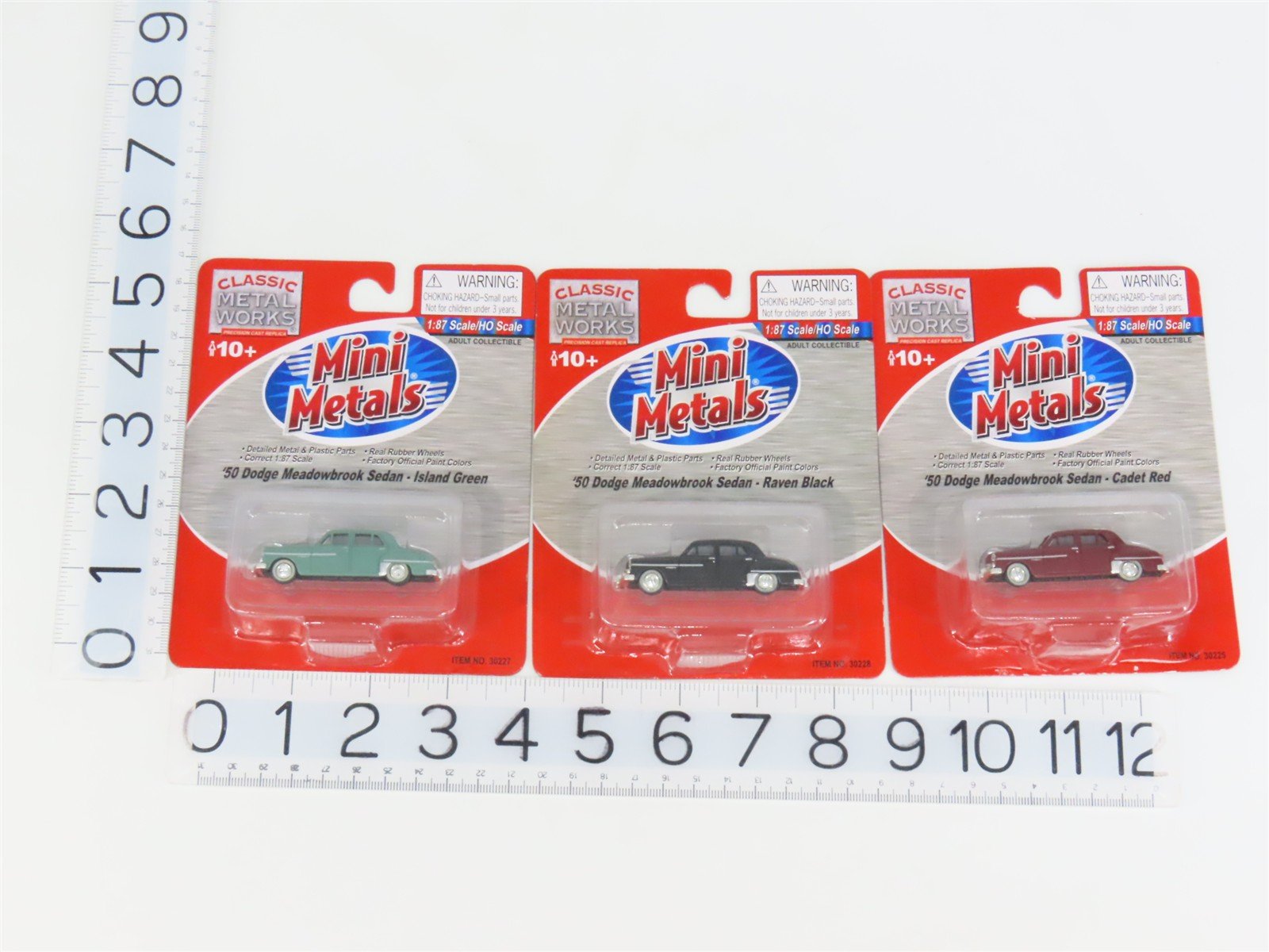 LOT of 3 HO 1/87 Scale CMW Mini Metals 1950 Dodge Meadowbrook Sedans