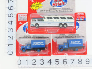 LOT of 3 HO CMW Mini Metals Greyhound Scenicruiser Bus & NKP IH R-190 Box Trucks