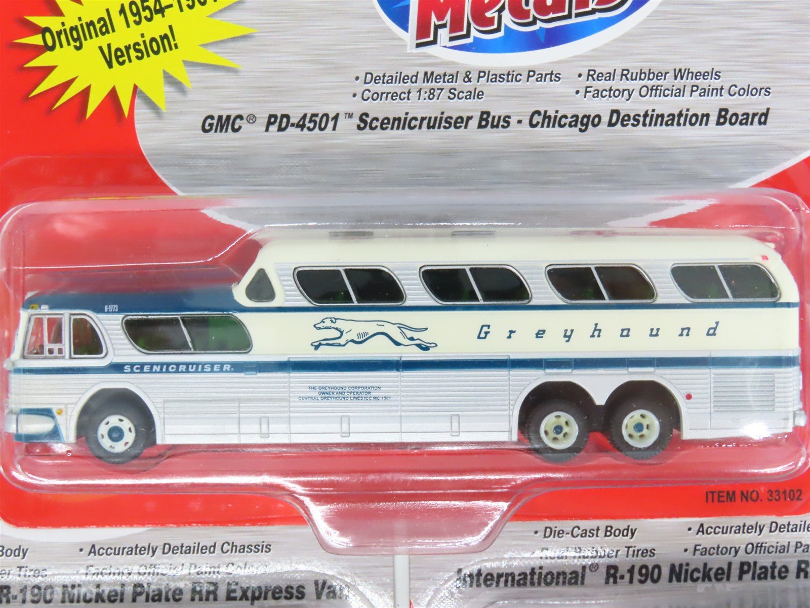 LOT of 3 HO CMW Mini Metals Greyhound Scenicruiser Bus & NKP IH R-190 Box Trucks
