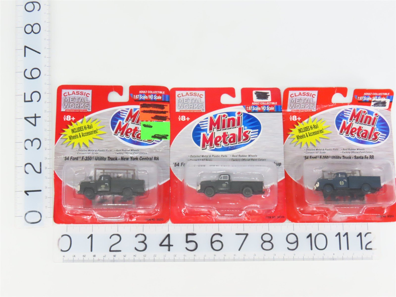 LOT of 3 HO Scale CMW Mini Metals ATSF & NYC '54 Ford F-350 Utility/Pickup Truck