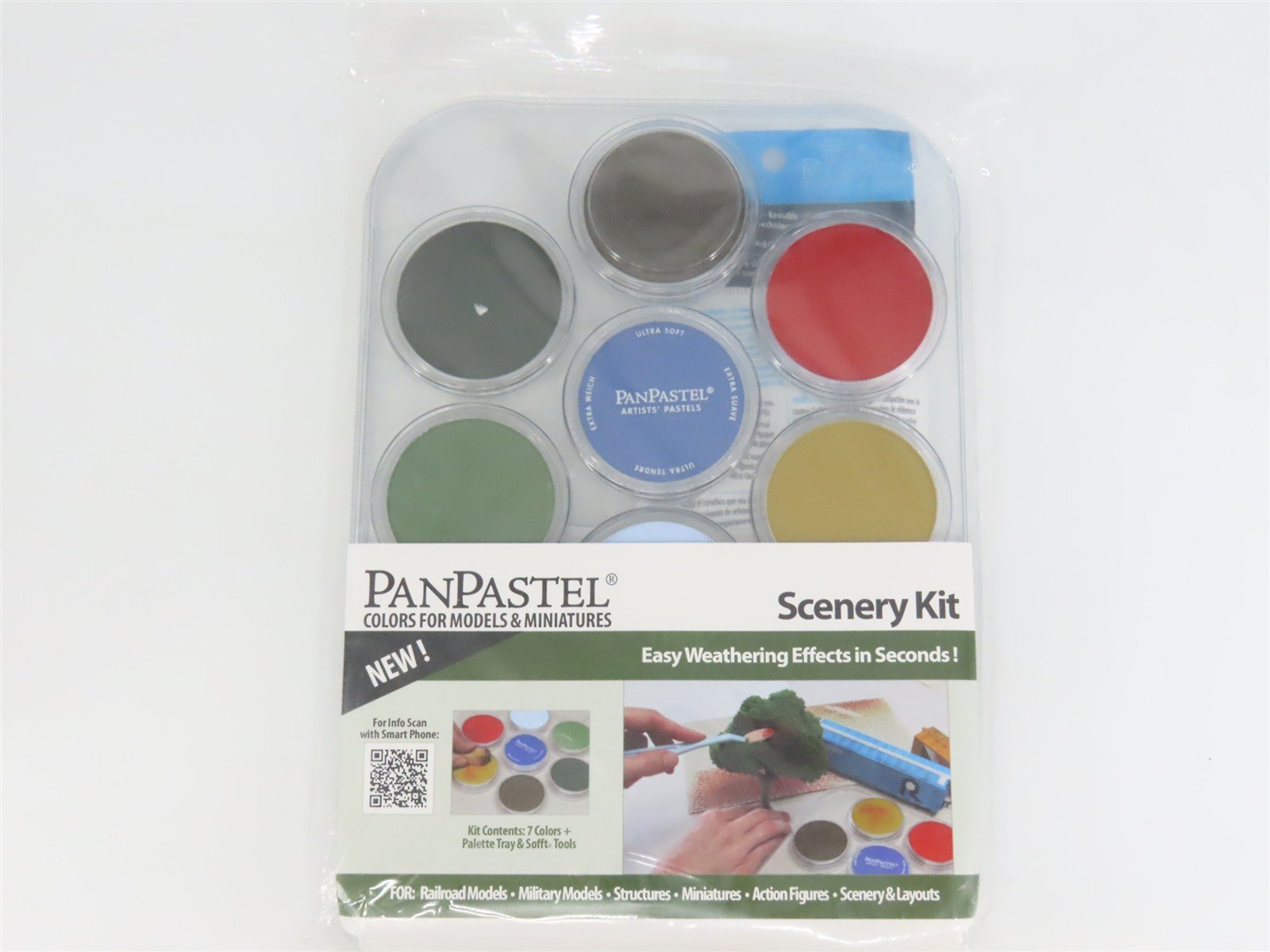 PanPastel #30703 Scenery/Weathering Pastel Kit: 7 Colors w/Palette & Sofft Tools