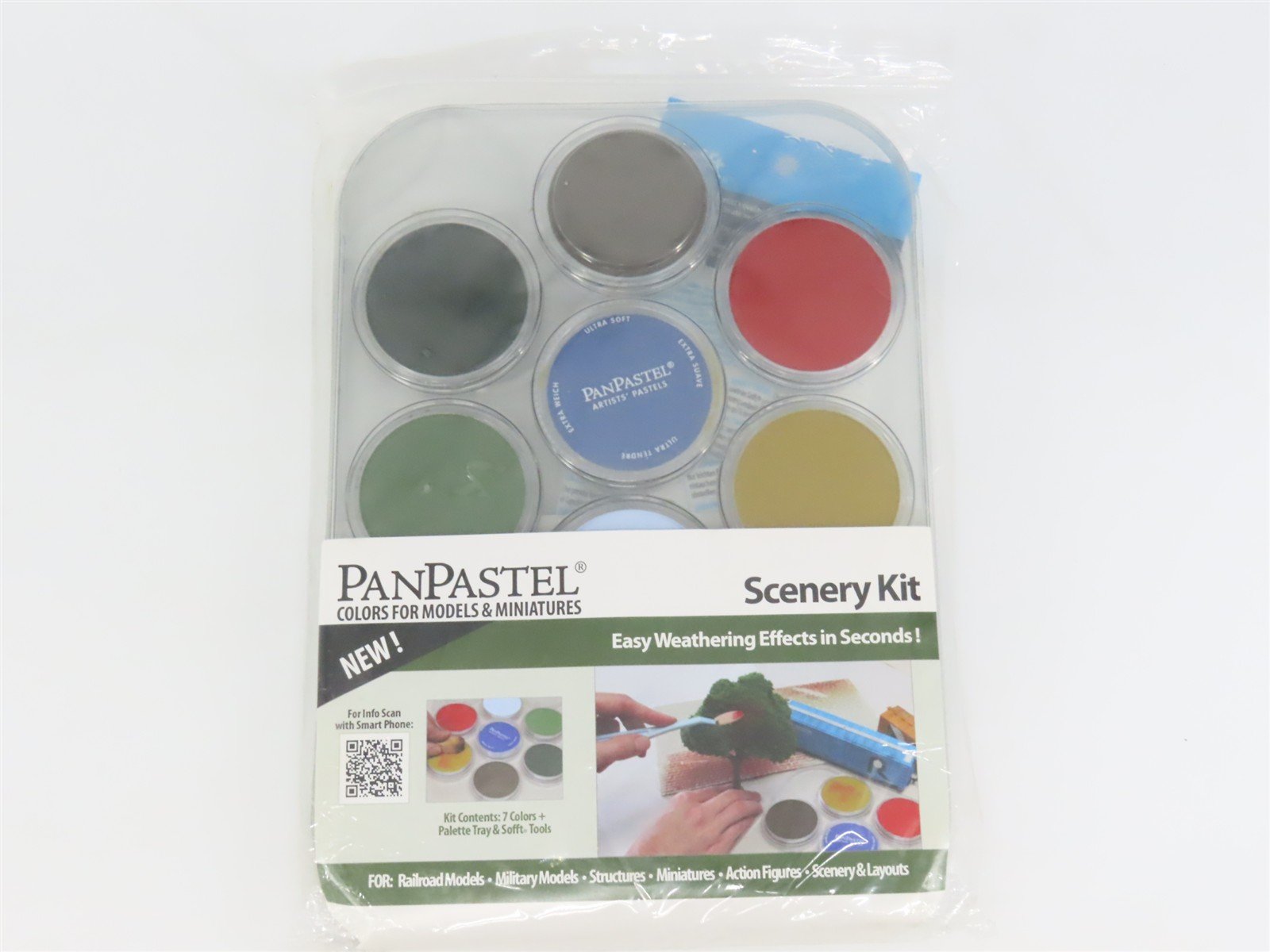 PanPastel #30703 Scenery/Weathering Pastel Kit: 7 Colors w/Palette & Sofft Tools