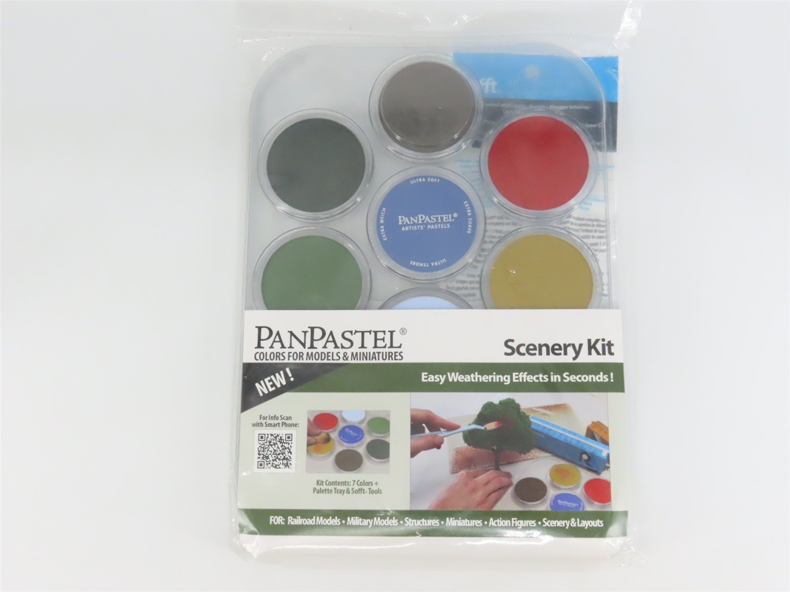 PanPastel #30703 Scenery/Weathering Pastel Kit: 7 Colors w/Palette & Sofft Tools