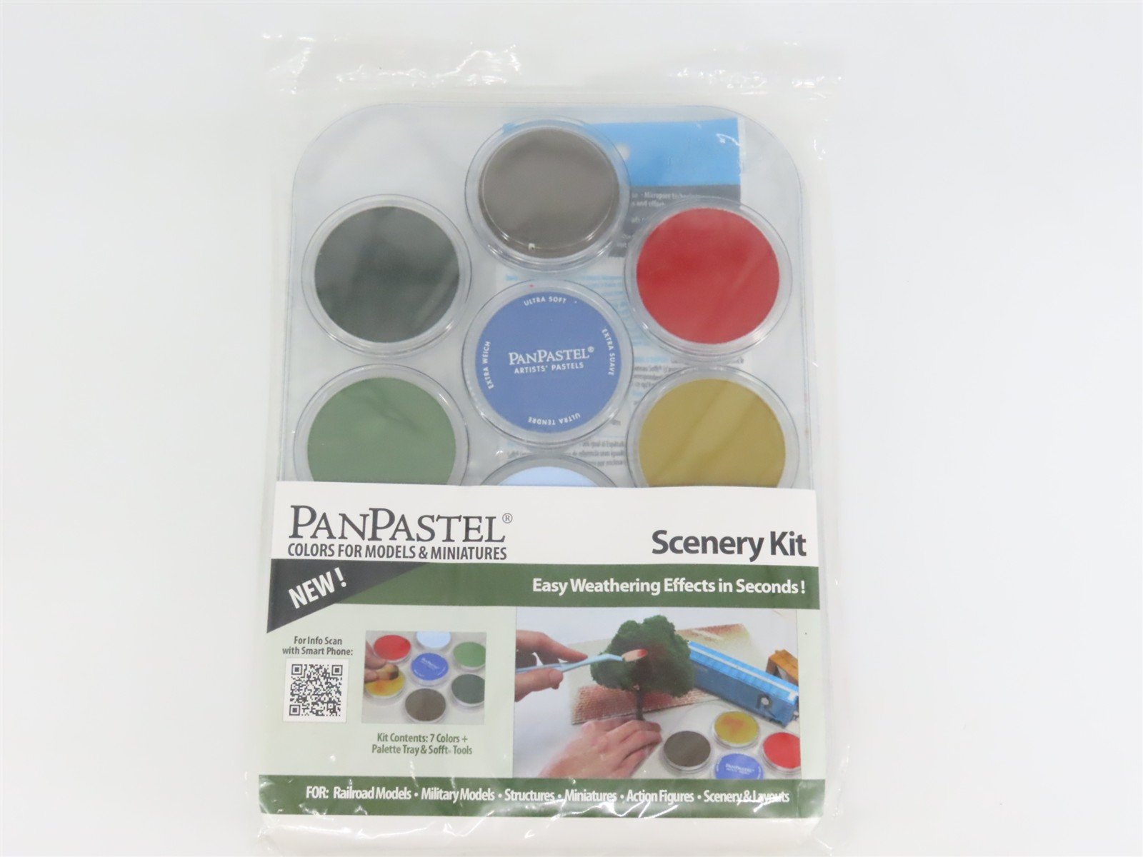 PanPastel #30703 Scenery/Weathering Pastel Kit: 7 Colors w/Palette & Sofft Tools