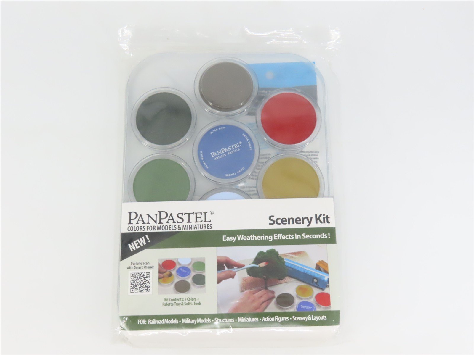 PanPastel #30703 Scenery/Weathering Pastel Kit: 7 Colors w/Palette & Sofft Tools