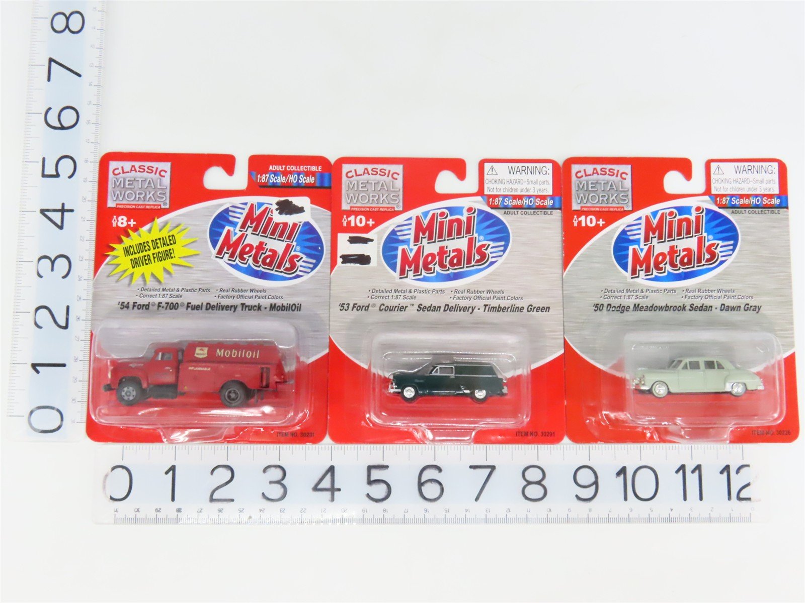 LOT of 3 HO CMW Mini Metals 1950s Ford & Dodge Sedans & MobilOil Fuel Truck
