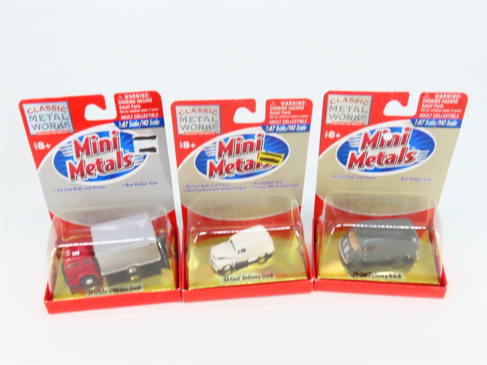 LOT of 3 HO CMW Mini Metals Metro & Ford Delivery Trucks & White 3000 Box Truck