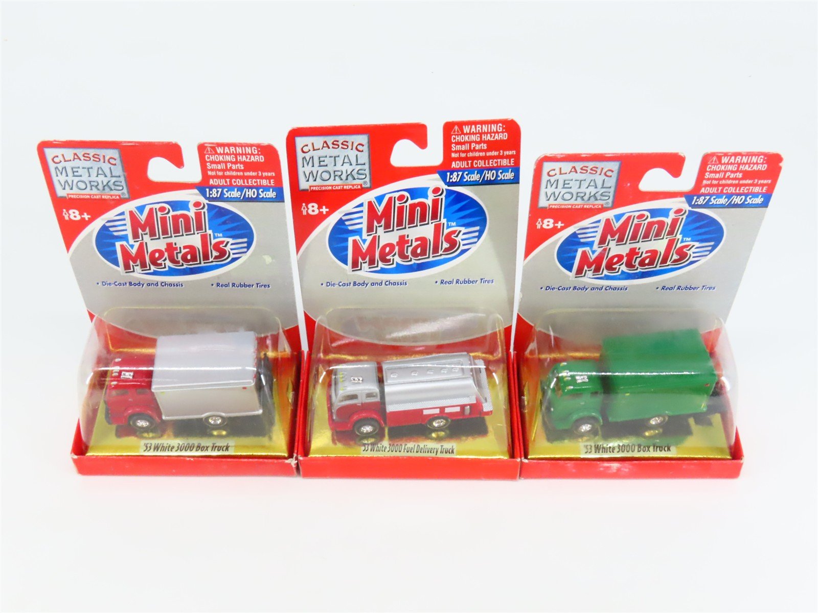 LOT of 3 HO 1/87 Scale CMW Mini Metals '53 White 3000 Fuel Truck & Box Trucks