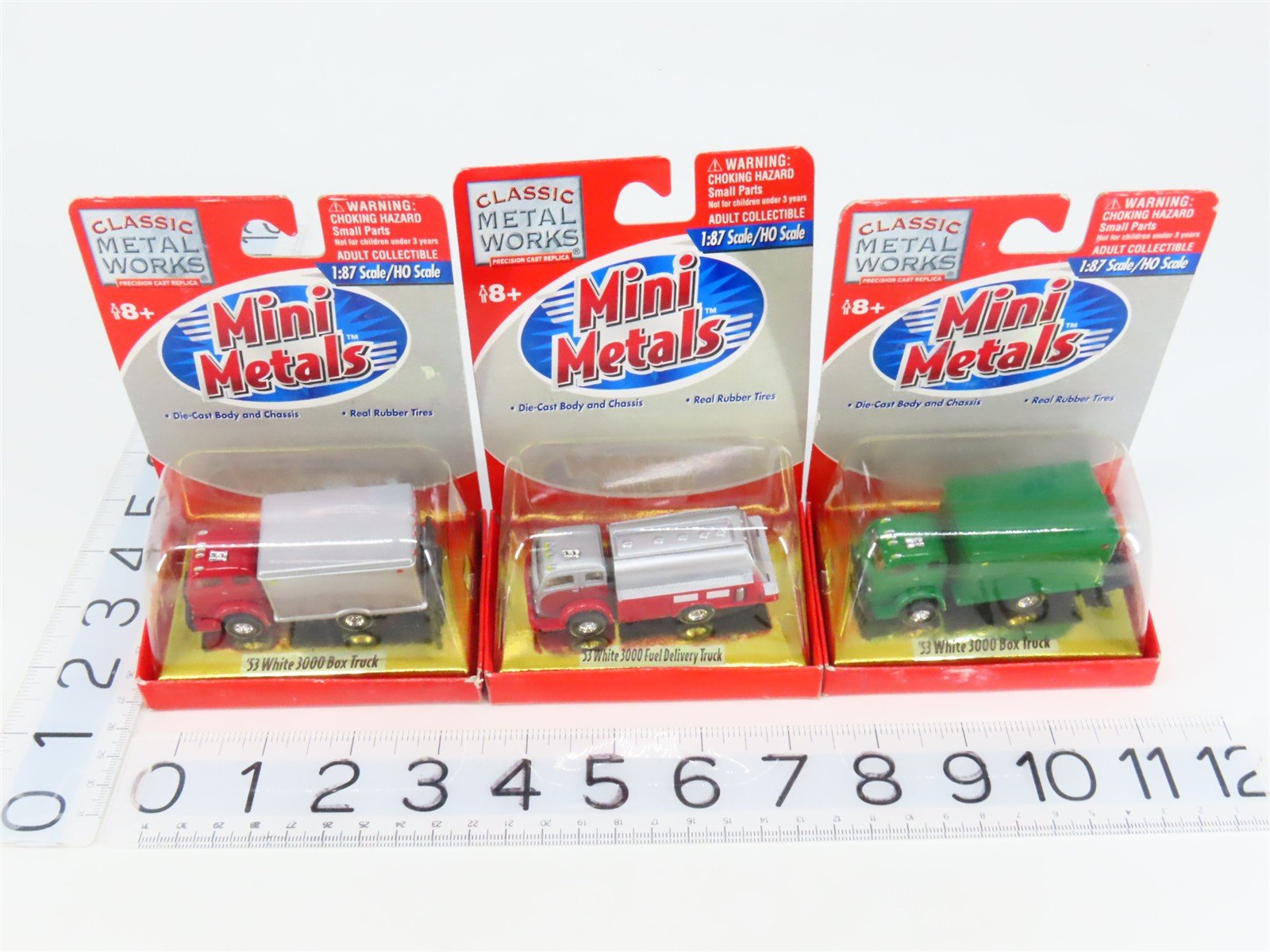 LOT of 3 HO 1/87 Scale CMW Mini Metals '53 White 3000 Fuel Truck & Box Trucks