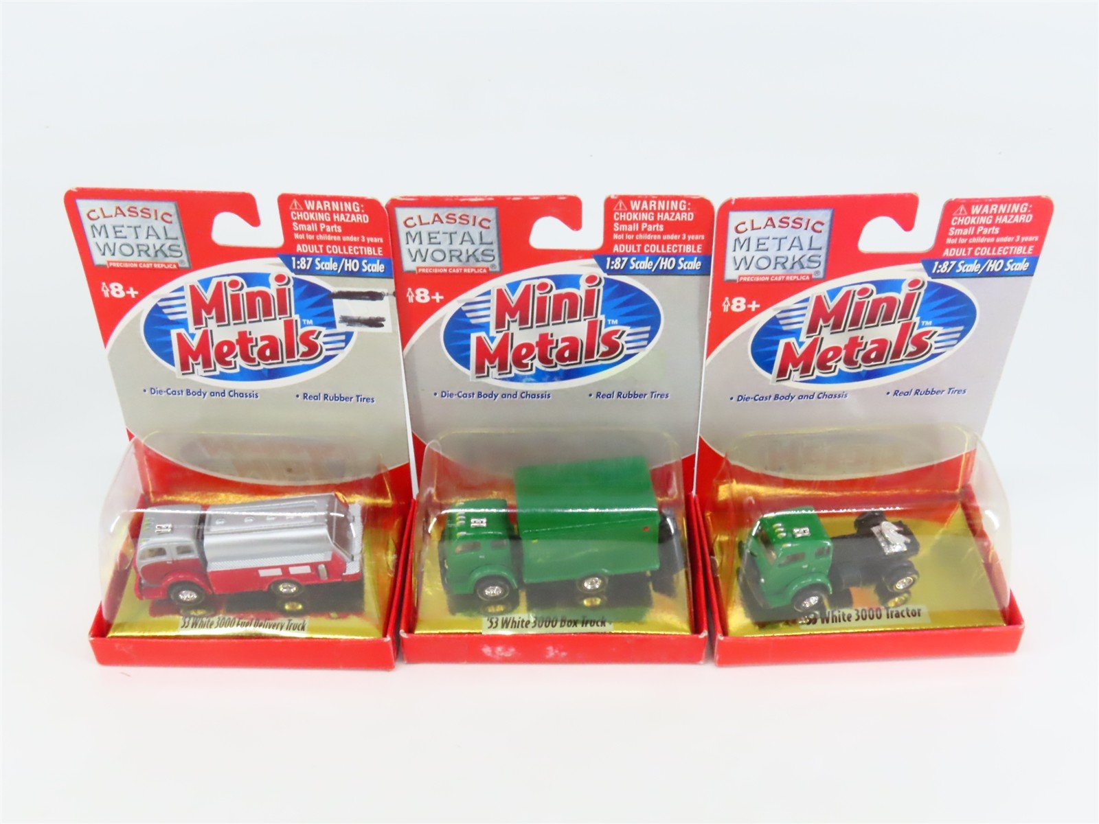 LOT of 3 HO CMW Mini Metals '53 White 3000 Box Truck, Fuel Truck, & Tractor Unit