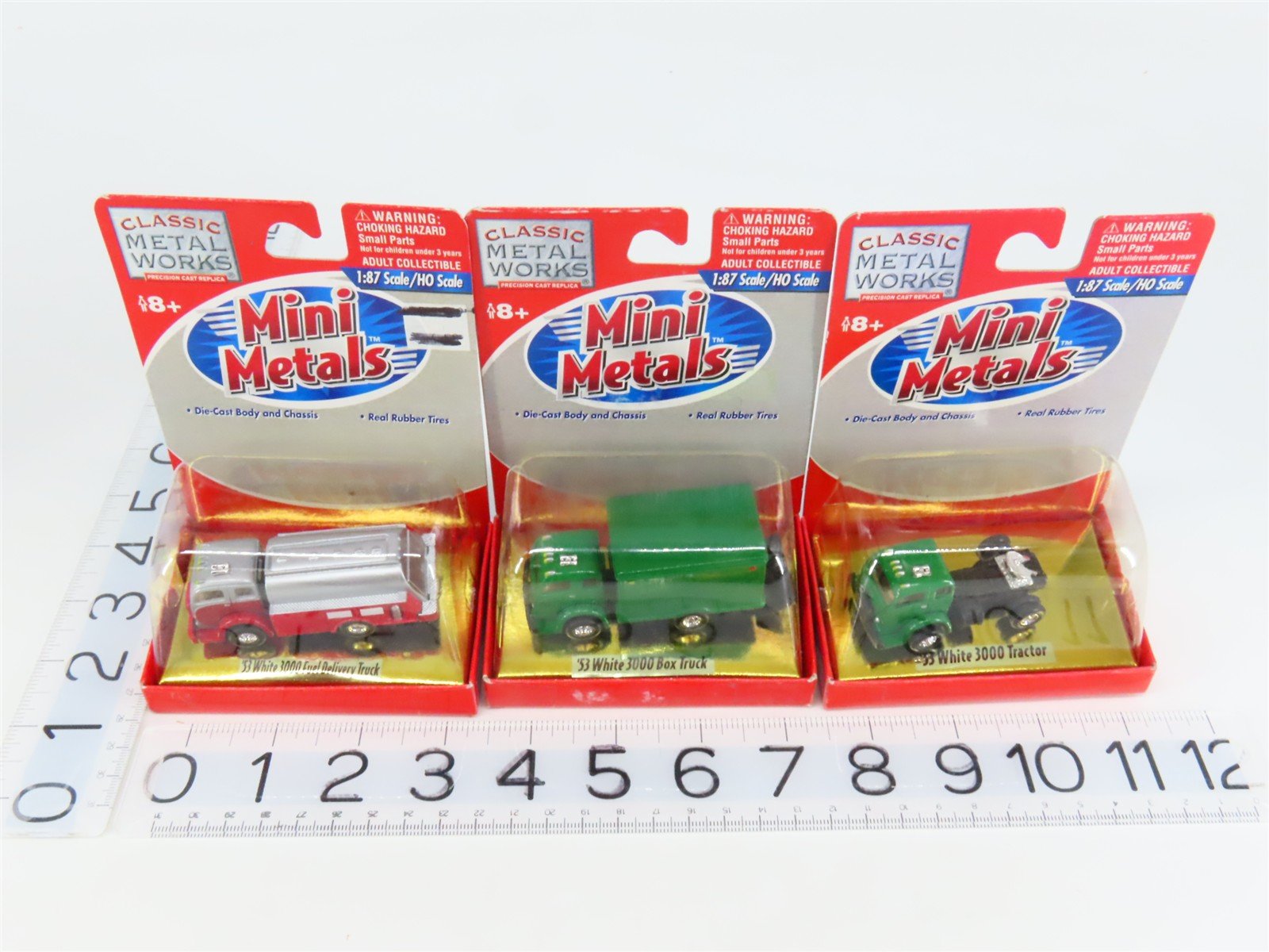 LOT of 3 HO CMW Mini Metals '53 White 3000 Box Truck, Fuel Truck, & Tractor Unit