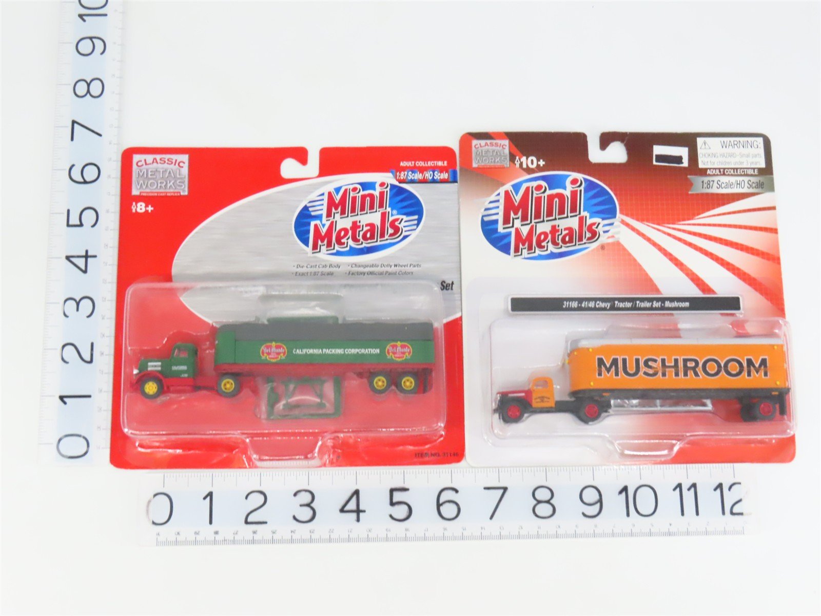 LOT of 2 HO CMW Mini Metals Mushroom & Del Monte Chevy & White Tractor Trailers