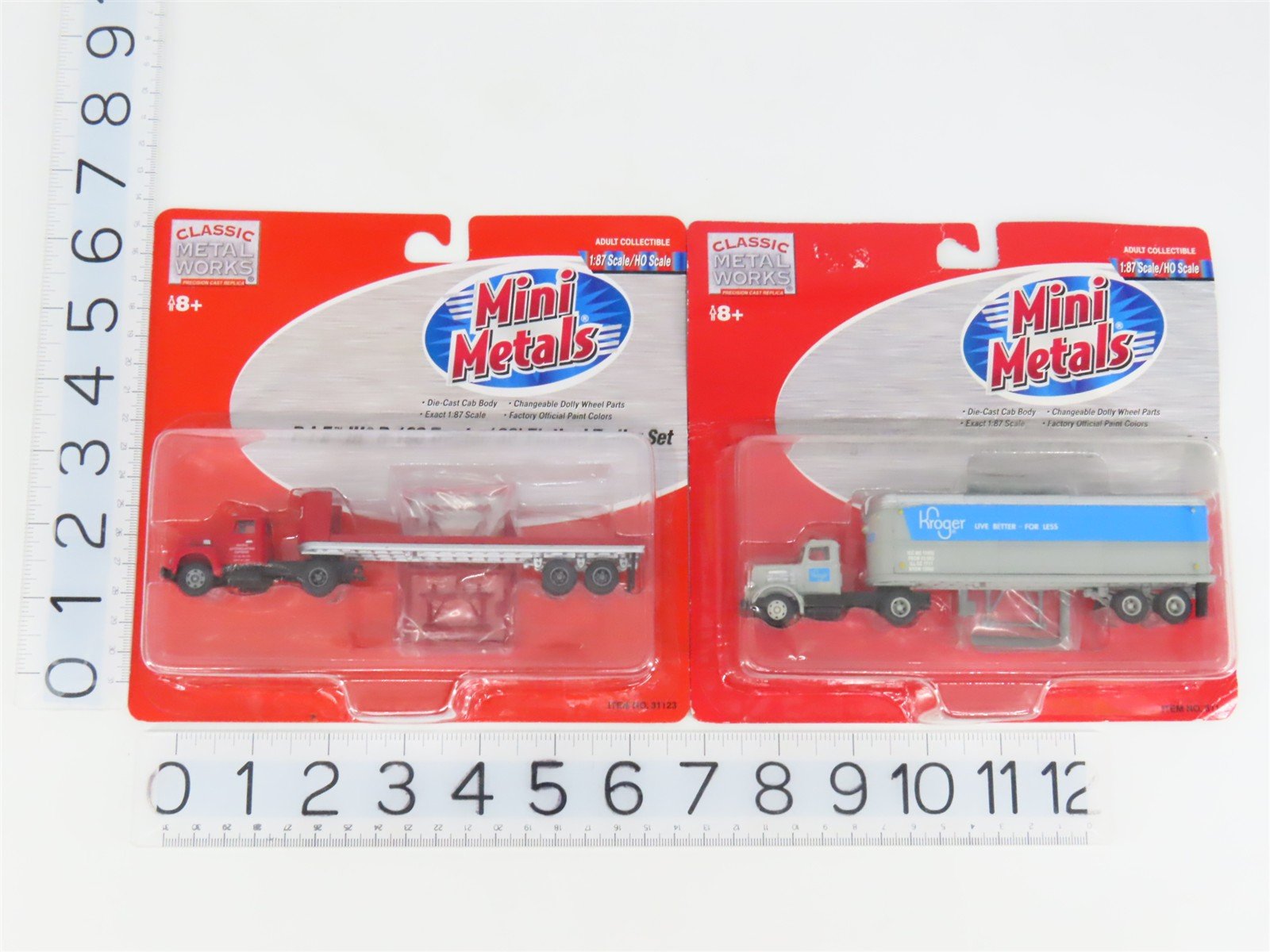 LOT of 2 HO Scale CMW Mini Metals Kroger & P-I-E White & IH Tractor Trailers