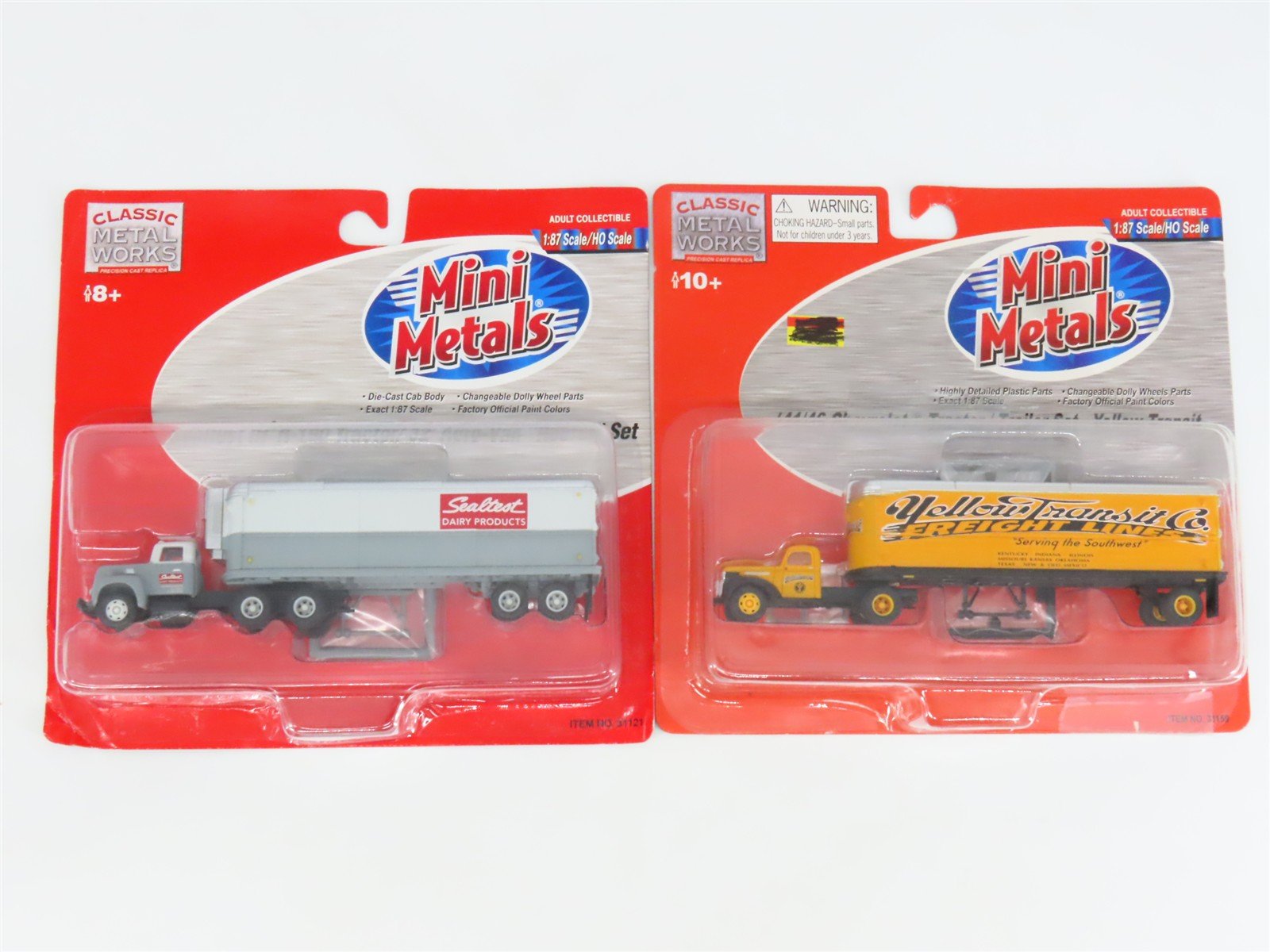 LOT of 2 HO CMW Mini Metals Sealtest & Yellow Transit Chevy/IH Tractor Trailers