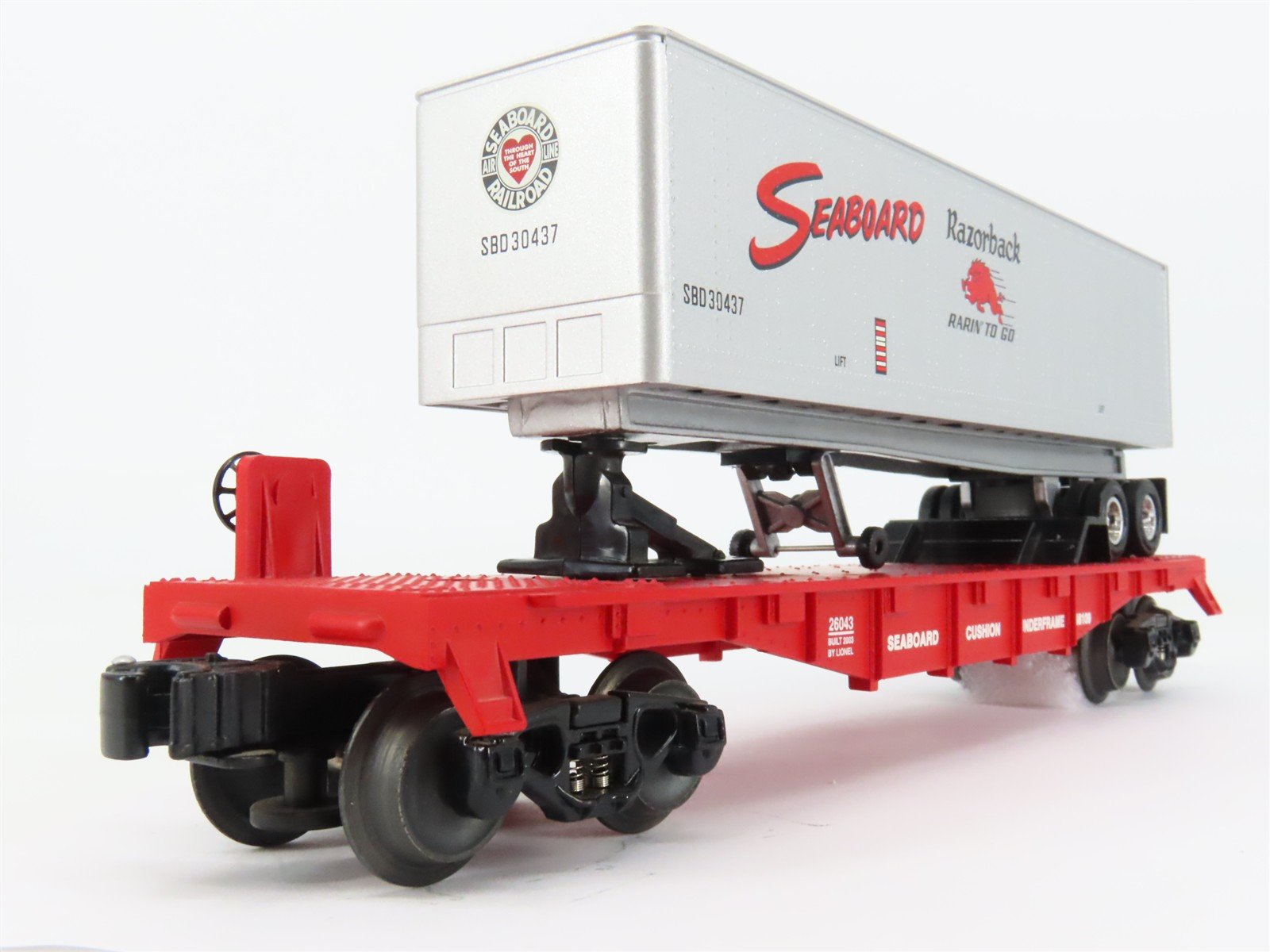 O Gauge 3-Rail Lionel 6-26043 SBD Seaboard Flat Car #48109 w/ Trailer