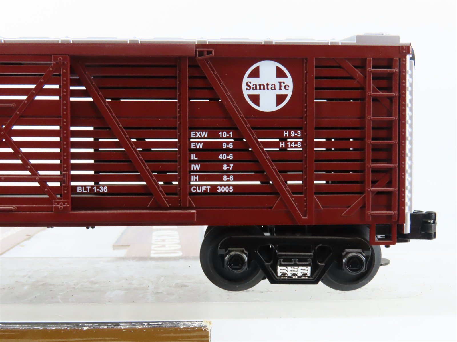 O Gauge 3-Rail MTH Rail King Rugged Rails 33-7704 ATSF Santa Fe Stock Car #26427