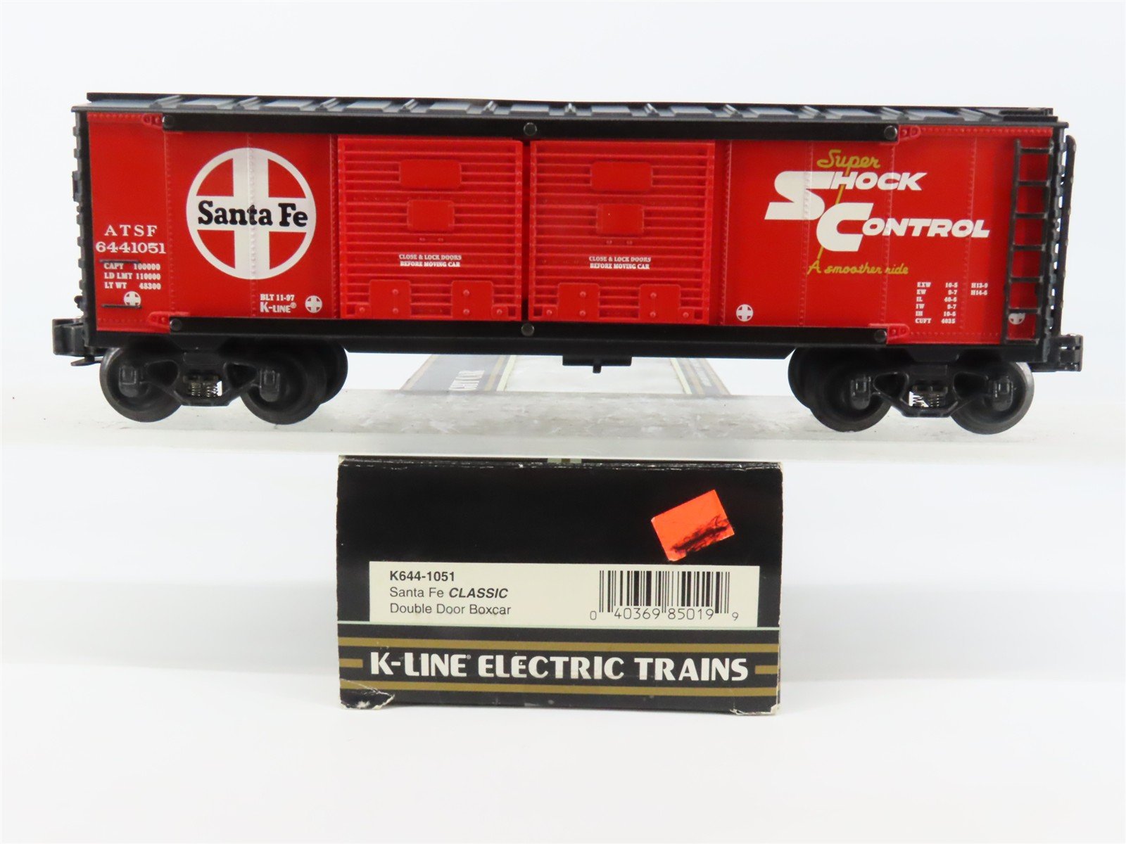O Gauge 3-Rail K-Line K644-1051 ATSF Santa Fe Double Door Box Car #6441051
